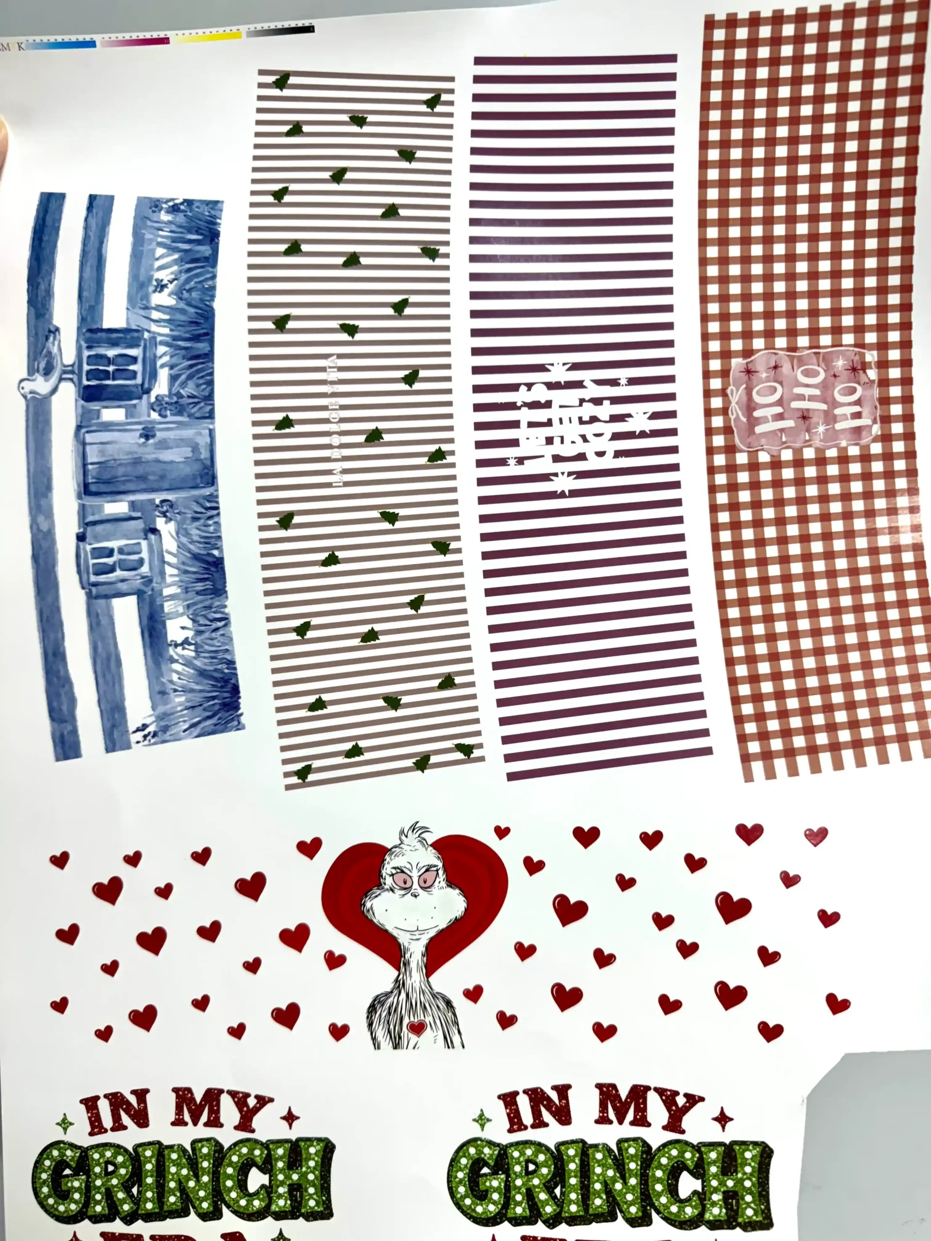Printed waterslide decal sheet — character artwork sample