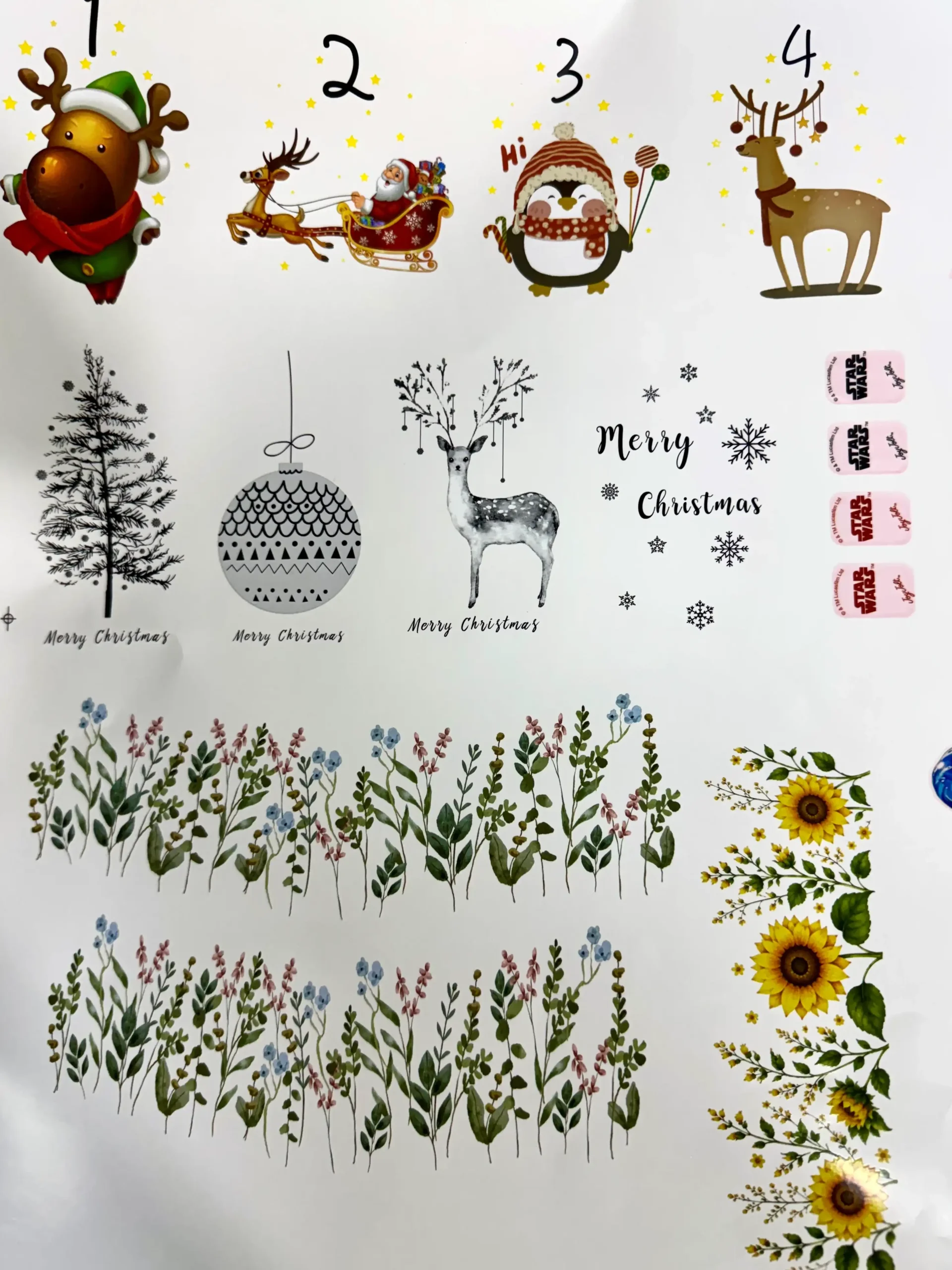 Printed waterslide decal sheet — multicolour artwork sample